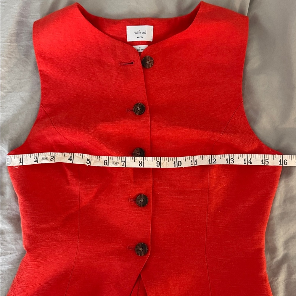 NEW Wilfred Aritzia Cruise Linen Regal Vest Cherry Red Sz 0 - Picture 8 of 8